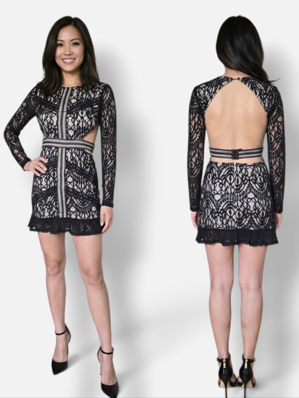 Missguided Women's Black Cutout Lace Mini Dress